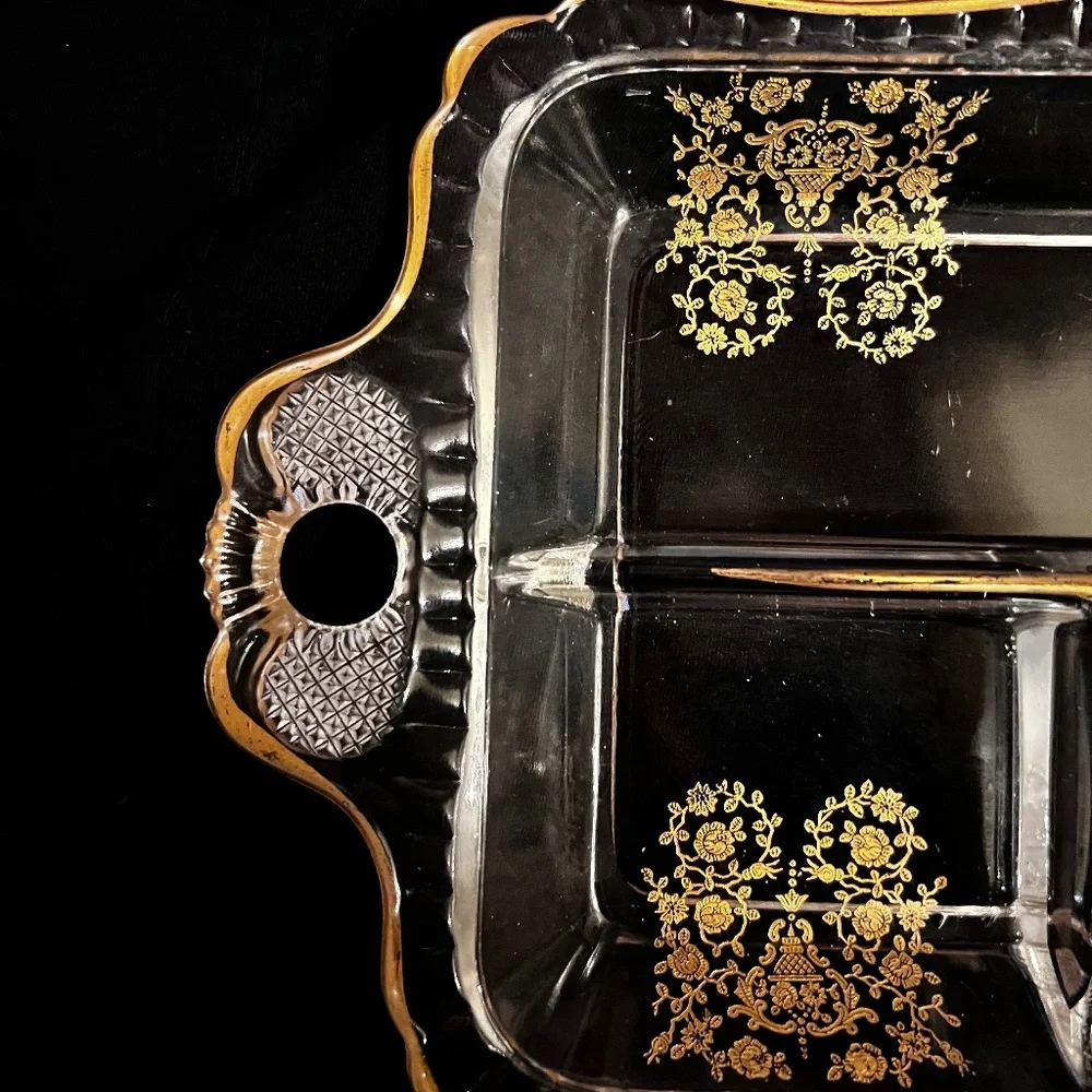 Glastonbury Lotus Crystal Rose Bud Relish Tray - Picture 2 of 7